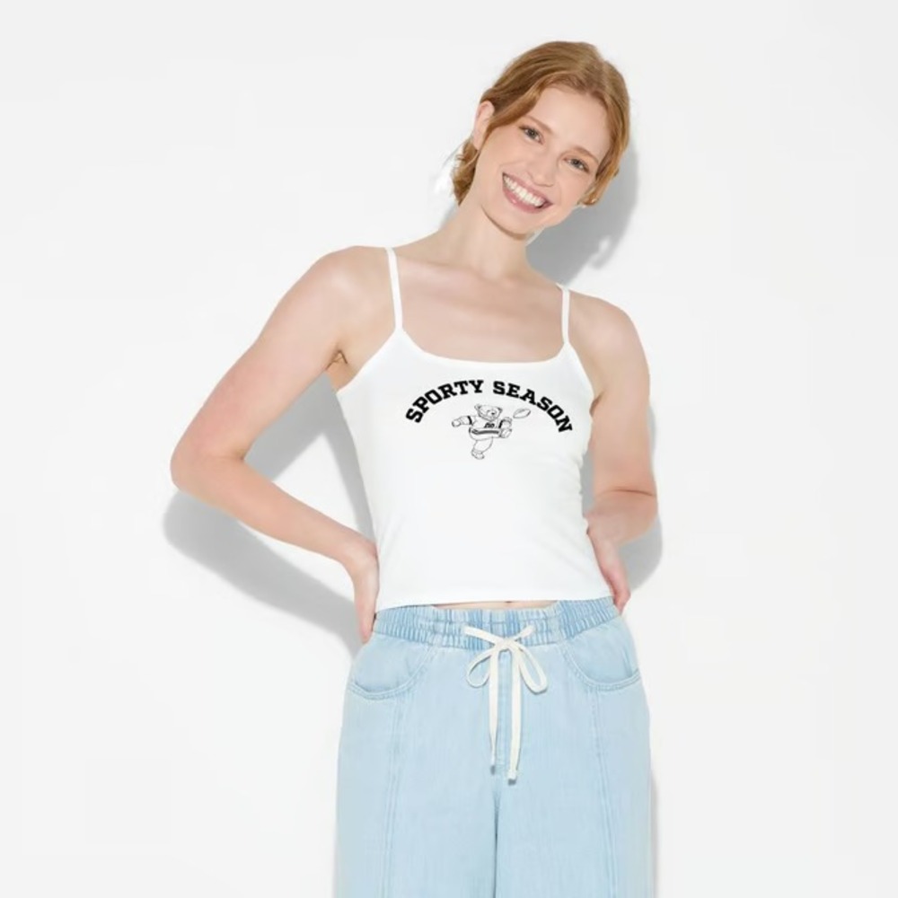 Wild Fable Women's Game Day Scoop Neck Graphic Camisole White Size XS